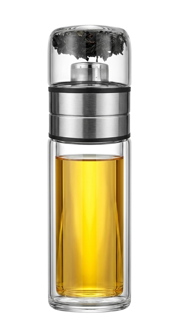 Borosilicate Glass Double Wall Tea Infuser Bottle
