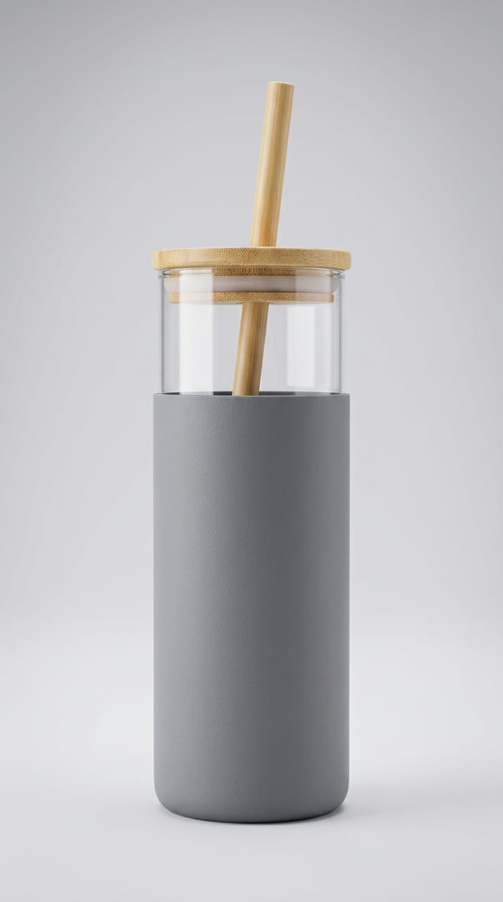 Glass Tumbler with Bamboo Lid, Silicone Sleeve & Straw - Reusable Iced Coffee Cup, Smoothie Tumbler, Beer Can Glass - BPA-Free, Dishwasher Safe