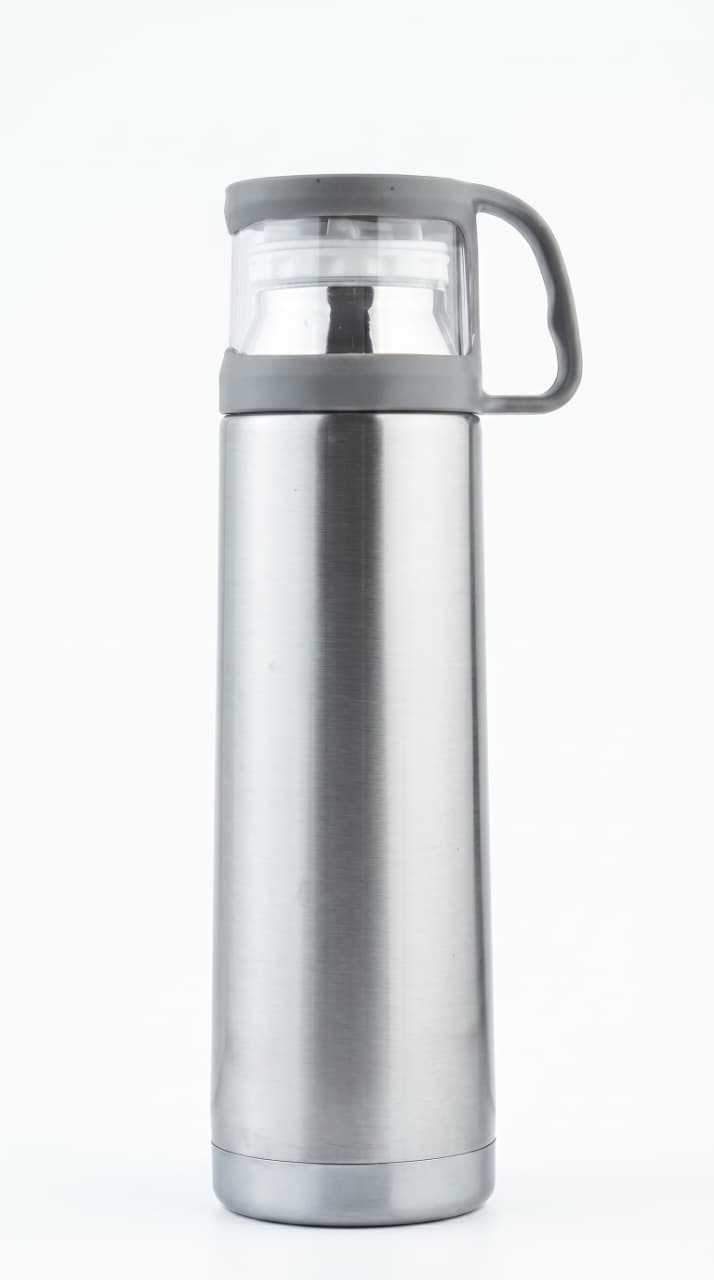 Stainless Steel Water Bottle 500 ml with Tea Infuser & Handle Lid, Double Wall Vacuum Insulated Thermos Flask, Leakproof BPA-Free
