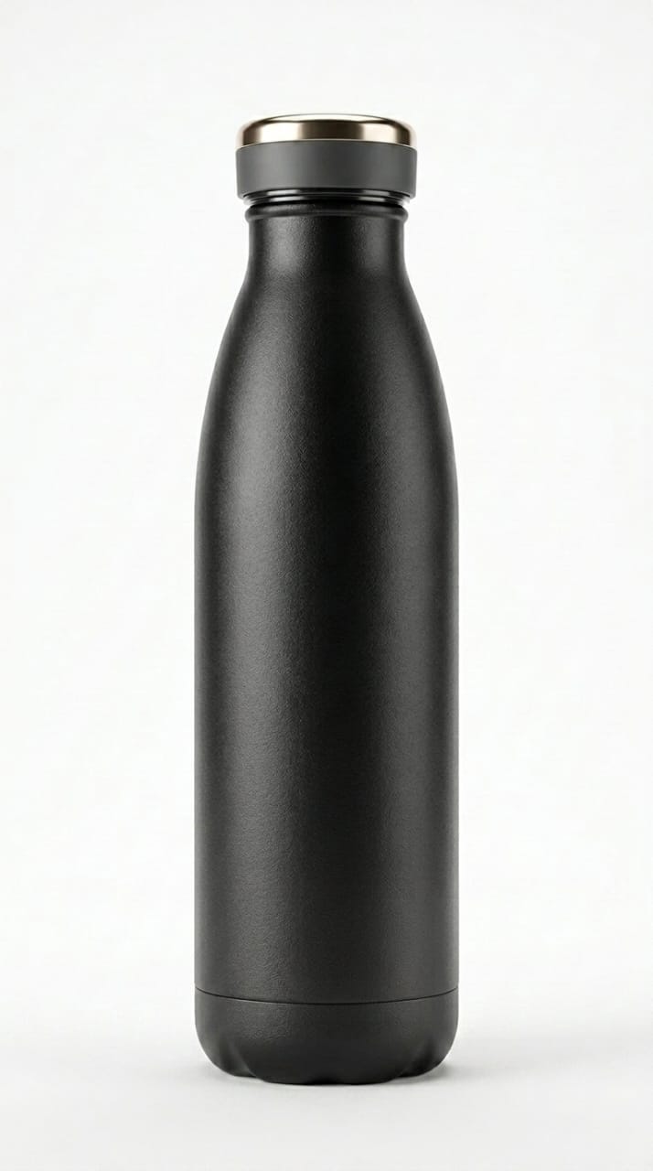 Stainless Steel Insulated Water Bottle, Black, 500ml, Vacuum Insulated, Leakproof, Keeps Cold 24 hrs and Hot 12 hrs