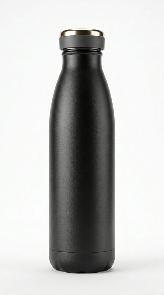 Stainless Steel Insulated Water Bottle, Black, 500ml, Vacuum Insulated, Leakproof, Keeps Cold 24 hrs and Hot 12 hrs