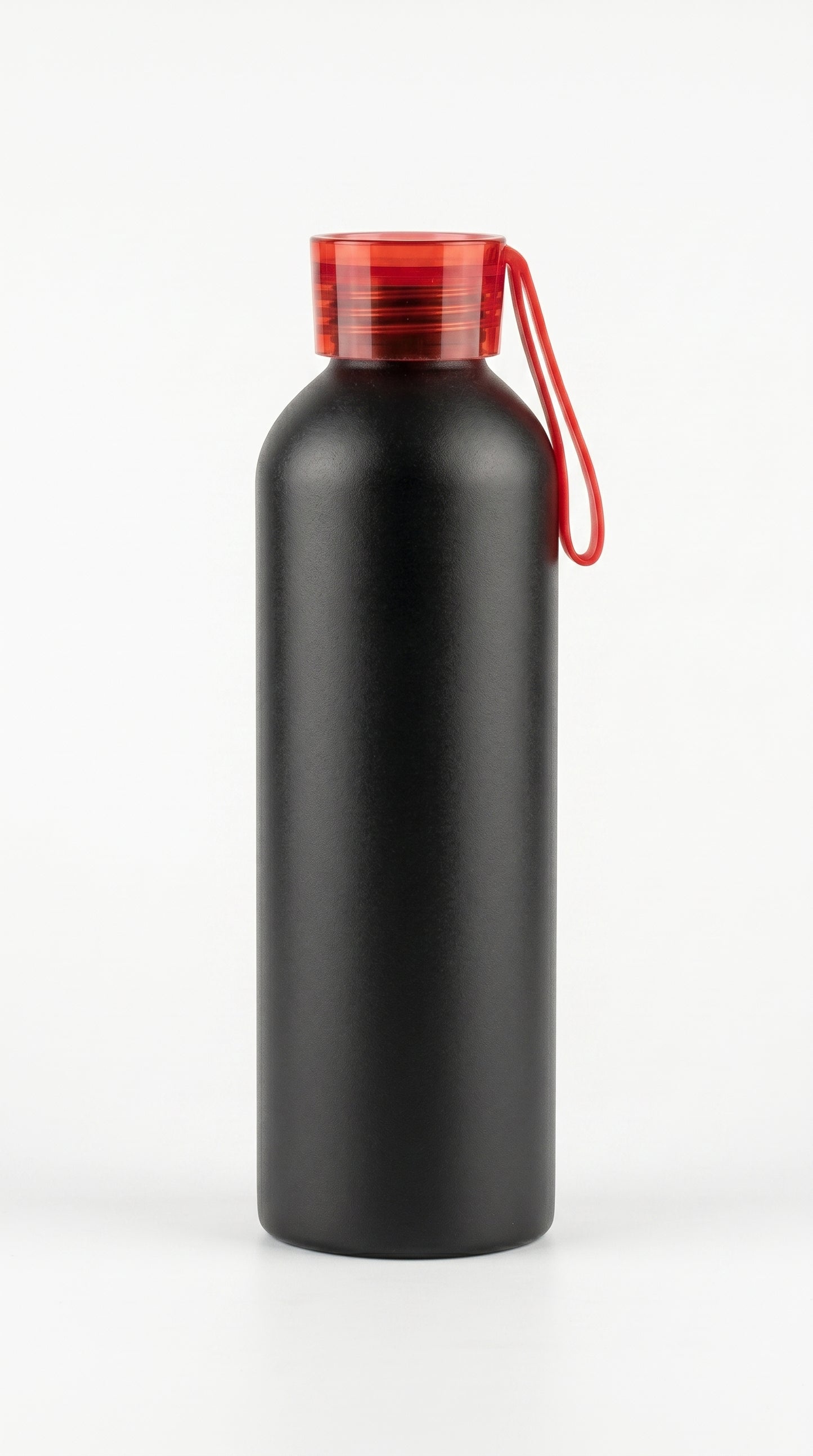Black Body Stainless Steel Water Bottle With Strap - 600ML (Blue)