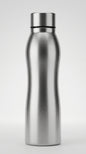 Stainless Steel Water Bottle, Silver, Ergonomic Wavy Design, Leak-Proof Screw Cap, for Gym, Travel & Outdoor Use