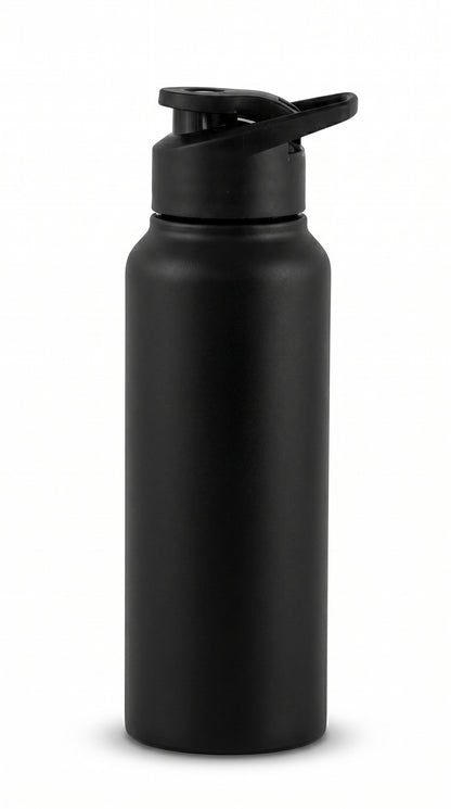Stainless Steel Water Bottle 1000 ml Gym Sipper Black Color - BPA Free, Food Grade Quality