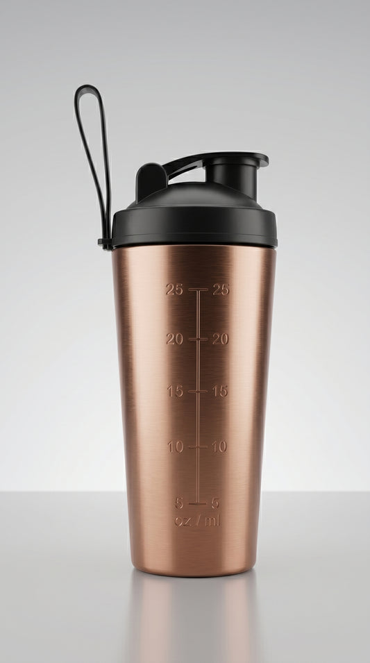 Gym Stainless Steel Shaker Bottle for Protein Shake 100% Leakproof | 700 ml Shaker (Pack of 1, Gold, Steel)