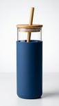 Glass Tumbler with Bamboo Lid, Silicone Sleeve & Straw - Reusable Iced Coffee Cup, Smoothie Tumbler, Beer Can Glass - BPA-Free, Dishwasher Safe