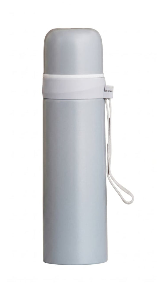 Water Bottle with Carry Strap & Cup Lid | Reusable Travel Beverage Bottle for Water, Tea & Coffee | Portable Drinking Flask for Office, School, Travel, Camping & Daily Use | 500 ml