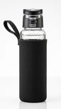 Glass Water Bottle, 500 ml, BPA-Free Borosilicate Glass, Stainless Steel Cap, Neoprene Sleeve (500 ml)