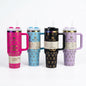 Luxury Monogram Inspired Stainless Steel Insulated Tumbler with Handle & Straw | Vacuum Travel Mug | 1200ml