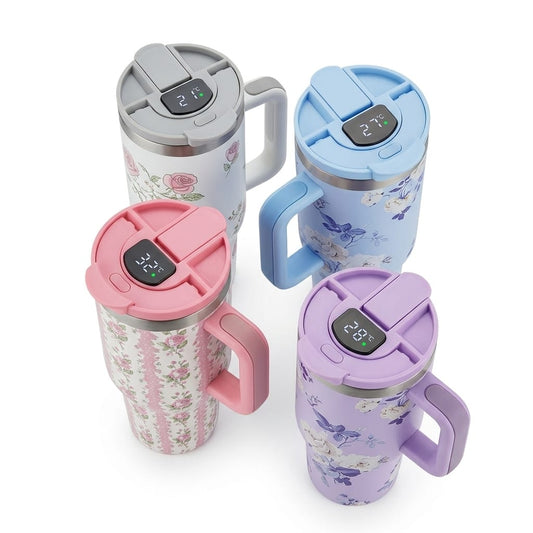 Smart Temperature Display Stainless Steel Insulated Tumbler with Handle | Hot & Cold Travel Mug | 1200ml