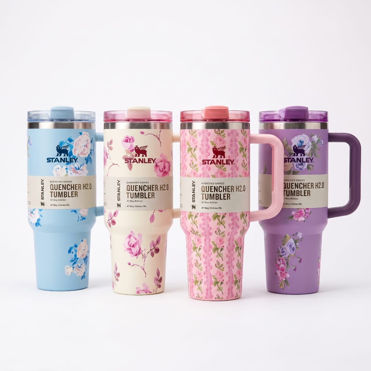 Floral Stainless Steel Insulated Travel Tumbler with Handle | Hot & Cold Vacuum Cup | 1200ml