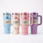 Floral Stainless Steel Insulated Travel Tumbler with Handle | Hot & Cold Vacuum Cup | 1200ml