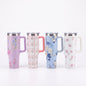 Floral Stainless Steel Travel Tumbler with Handle | Vacuum Insulated Hot & Cold Cup | 1200ml