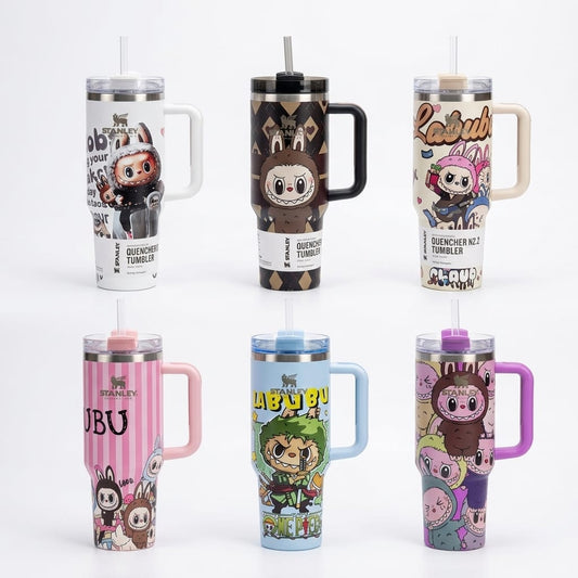 Labubu Style Insulated Tumbler with Straw & Handle